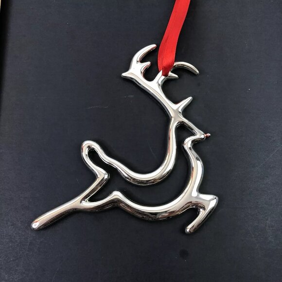 Nambe Brass Christmas Ornament Silver plated Reindeer Deer Modernist Decor Gift - Picture 4 of 5